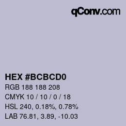 カラーコード: HEX #BCBCD0 | qconv.com