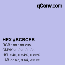 Color code: HEX #BCBCEB | qconv.com