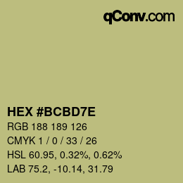 Color code: HEX #BCBD7E | qconv.com
