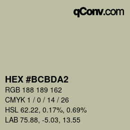 颜色代码: HEX #BCBDA2 | qconv.com