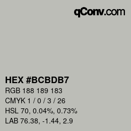 颜色代码: HEX #BCBDB7 | qconv.com
