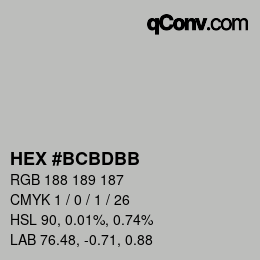 カラーコード: HEX #BCBDBB | qconv.com
