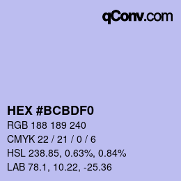 Color code: HEX #BCBDF0 | qconv.com