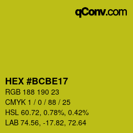 Color code: HEX #BCBE17 | qconv.com