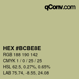 カラーコード: HEX #BCBE8E | qconv.com