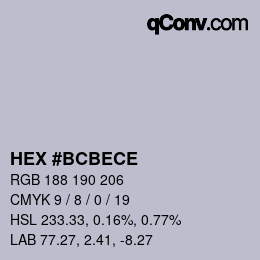 Farbcode: HEX #BCBECE | qconv.com
