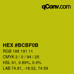 Color code: HEX #BCBF0B | qconv.com