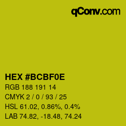 Color code: HEX #BCBF0E | qconv.com