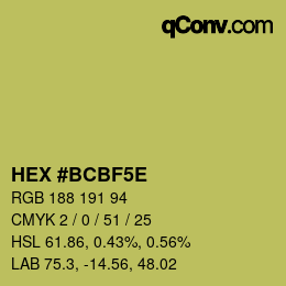 Farbcode: HEX #BCBF5E | qconv.com