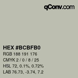 颜色代码: HEX #BCBFB0 | qconv.com