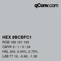 Color code: HEX #BCBFC1 | qconv.com