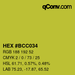 Color code: HEX #BCC034 | qconv.com