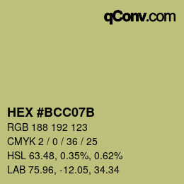 Color code: HEX #BCC07B | qconv.com