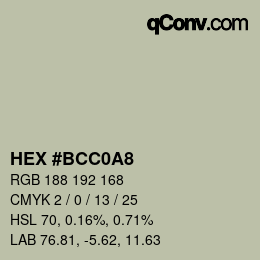 Color code: HEX #BCC0A8 | qconv.com