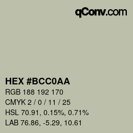 Color code: HEX #BCC0AA | qconv.com