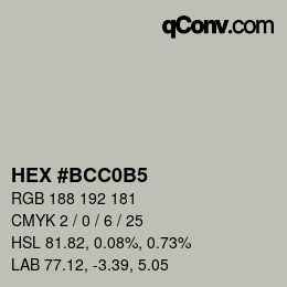 颜色代码: HEX #BCC0B5 | qconv.com