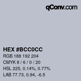 Color code: HEX #BCC0CC | qconv.com