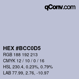 Farbcode: HEX #BCC0D5 | qconv.com