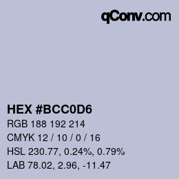 カラーコード: HEX #BCC0D6 | qconv.com