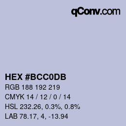 カラーコード: HEX #BCC0DB | qconv.com
