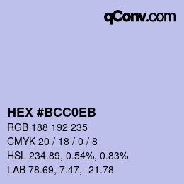 カラーコード: HEX #BCC0EB | qconv.com