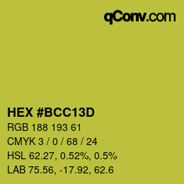 Color code: HEX #BCC13D | qconv.com