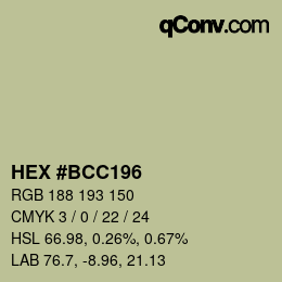 颜色代码: HEX #BCC196 | qconv.com