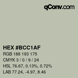 颜色代码: HEX #BCC1AF | qconv.com