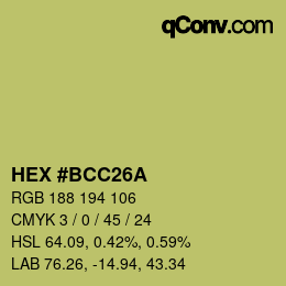 カラーコード: HEX #BCC26A | qconv.com