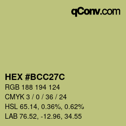 Color code: HEX #BCC27C | qconv.com