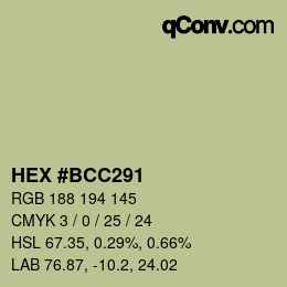 Farbcode: HEX #BCC291 | qconv.com