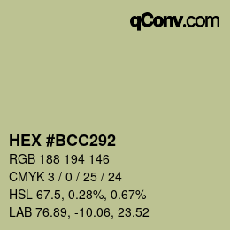 Farbcode: HEX #BCC292 | qconv.com