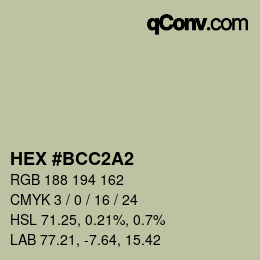 カラーコード: HEX #BCC2A2 | qconv.com
