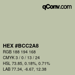 颜色代码: HEX #BCC2A8 | qconv.com