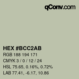 カラーコード: HEX #BCC2AB | qconv.com