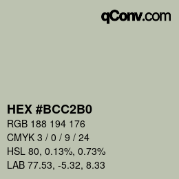 Color code: HEX #BCC2B0 | qconv.com