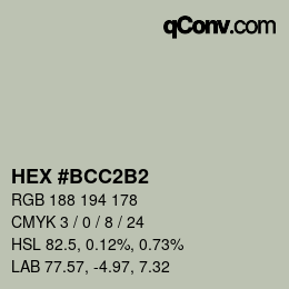 Código de color: HEX #BCC2B2 | qconv.com