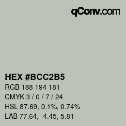 カラーコード: HEX #BCC2B5 | qconv.com