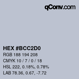 カラーコード: HEX #BCC2D0 | qconv.com