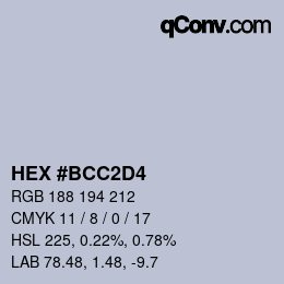 カラーコード: HEX #BCC2D4 | qconv.com