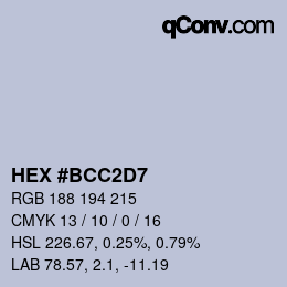 Color code: HEX #BCC2D7 | qconv.com