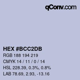 カラーコード: HEX #BCC2DB | qconv.com