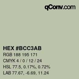 Código de color: HEX #BCC3AB | qconv.com