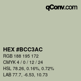 颜色代码: HEX #BCC3AC | qconv.com