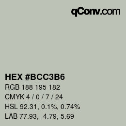 颜色代码: HEX #BCC3B6 | qconv.com