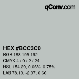 Color code: HEX #BCC3C0 | qconv.com