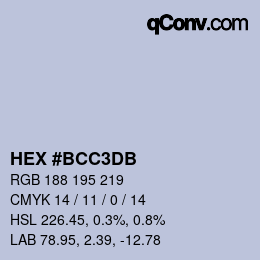 Color code: HEX #BCC3DB | qconv.com