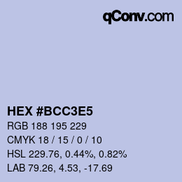 カラーコード: HEX #BCC3E5 | qconv.com