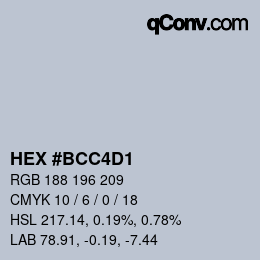 Color code: HEX #BCC4D1 | qconv.com