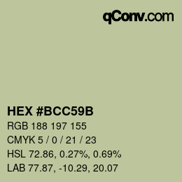 カラーコード: HEX #BCC59B | qconv.com